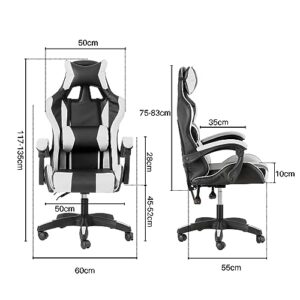 Chaise de Gaming Baroni Home Ergonomique avec Dossier Réglable, Blanc
