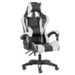 Chaise de Gaming Baroni Home Ergonomique avec Dossier Réglable, Blanc