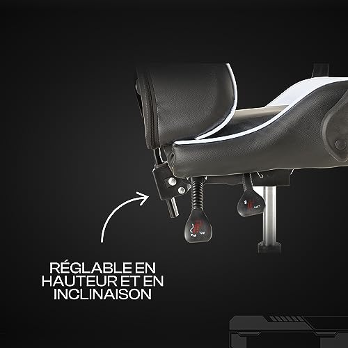 Chaise de Gaming Baroni Home Ergonomique avec Dossier Réglable, Blanc