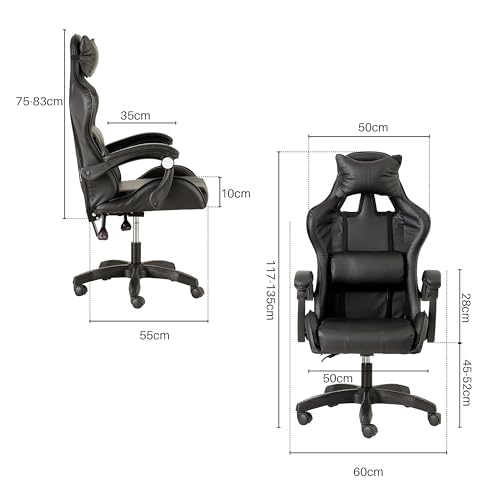 Chaise de Gaming Ergonomique Baroni Home avec Massage Lombaire et Réglages