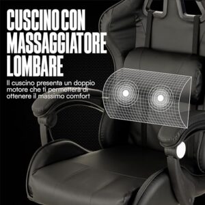 Chaise de Gaming Ergonomique Baroni Home avec Massage Lombaire et Réglages