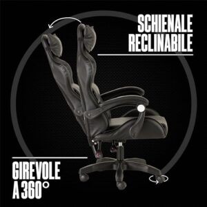 Chaise de Gaming Ergonomique Baroni Home avec Massage Lombaire et Réglages