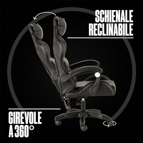 Chaise de Gaming Ergonomique Baroni Home avec Massage Lombaire et Réglages