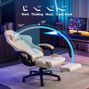 Chaise de Gaming Ergonomique Rouge, Réglable avec Repose-Pieds et Support Lombaire