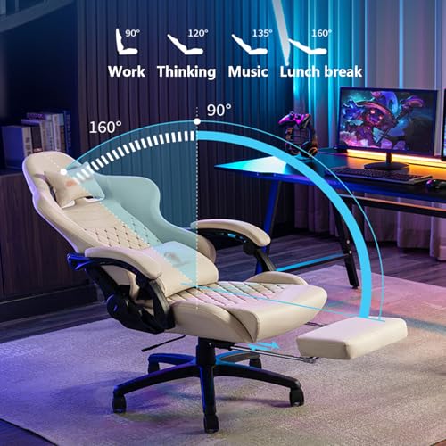Chaise de Gaming Ergonomique Rouge, Réglable avec Repose-Pieds et Support Lombaire