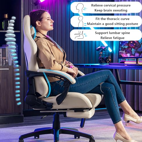 Chaise de Gaming Ergonomique Rouge, Réglable avec Repose-Pieds et Support Lombaire