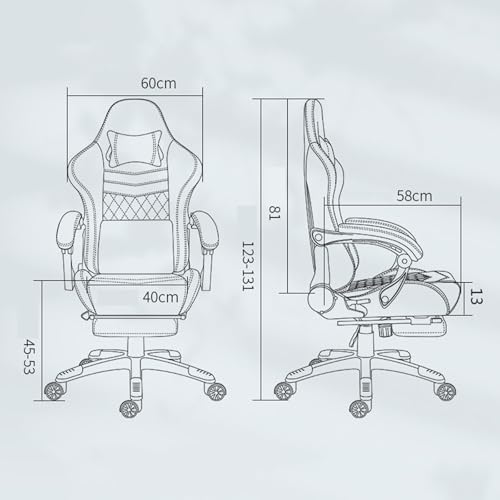 Chaise de Gaming Ergonomique Rouge, Réglable avec Repose-Pieds et Support Lombaire