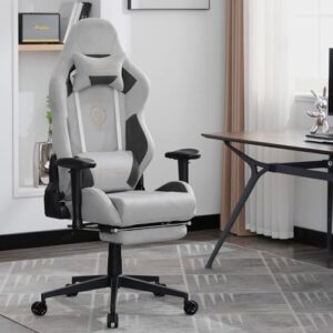 Chaise de Gaming Ergonomique STARUZI 180 kg avec Repose-Pieds – Grise