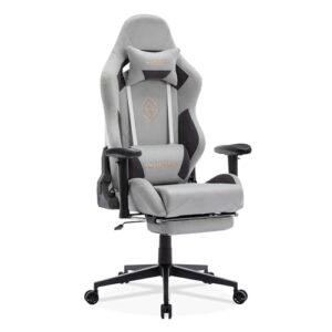 Chaise de Gaming Ergonomique STARUZI 180 kg avec Repose-Pieds – Grise
