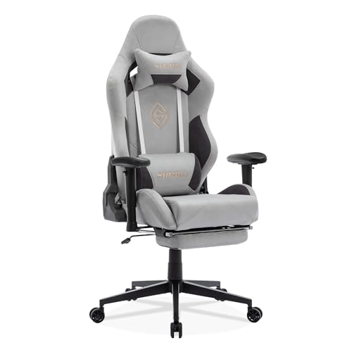 Chaise de Gaming Ergonomique STARUZI 180 kg avec Repose-Pieds – Grise