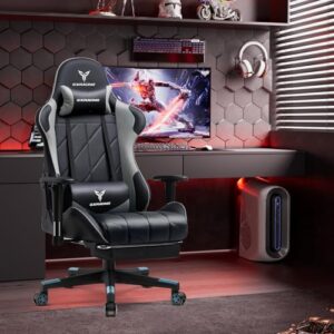 Chaise de Gaming Exracing Ergonomique Dossier Bionique Cuir Synthétique – 150 kg – Gris