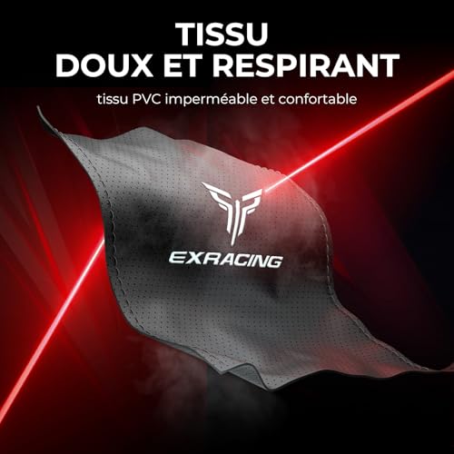 Chaise de Gaming Exracing Ergonomique Dossier Bionique Cuir Synthétique – 150 kg – Gris
