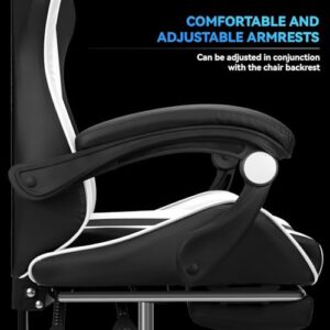 Chaise de Gaming IZTOSS Ergonomique Noir et Blanc avec Dossier Réglable