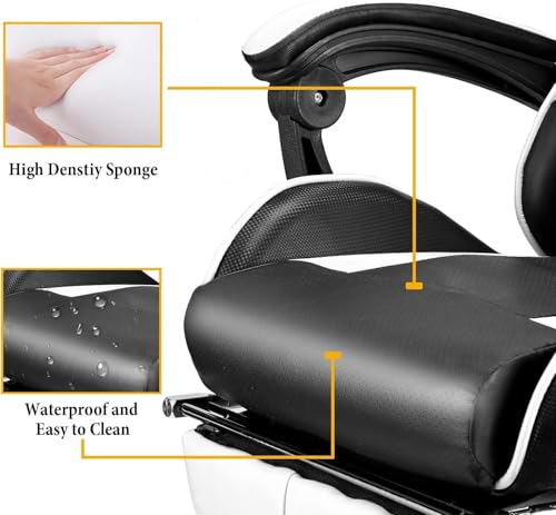 Chaise de Gaming IZTOSS Ergonomique Noir et Blanc avec Dossier Réglable