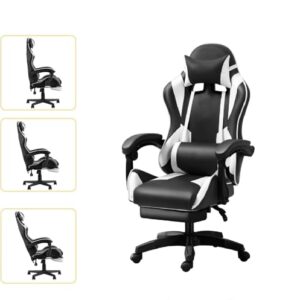 Chaise de Gaming IZTOSS Ergonomique Noir et Blanc avec Dossier Réglable