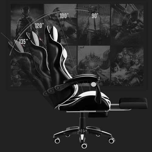 Chaise de Gaming IZTOSS Ergonomique Noir et Blanc avec Dossier Réglable