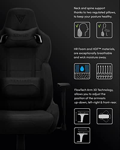 Chaise de Gaming SENSE7 Sentinel Extra Size, Plaque HDF, Noir