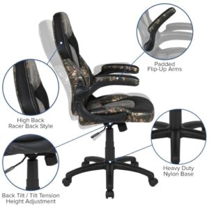 Chaise de Jeu Ergonomique Flash Furniture Camouflage avec Accoudoirs Réglables