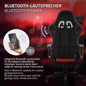 Chaise de Jeu Ergonomique ML-Design avec LED RGB et Bluetooth Rouge