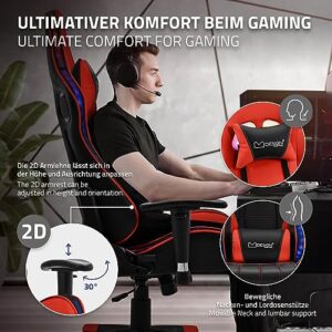 Chaise de Jeu Ergonomique ML-Design avec LED RGB et Bluetooth Rouge