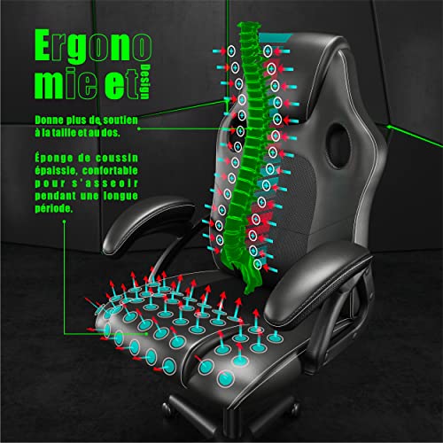 Chaise de Jeu Ergonomique Play Haha – Bureau et Ordinateur (Noir)