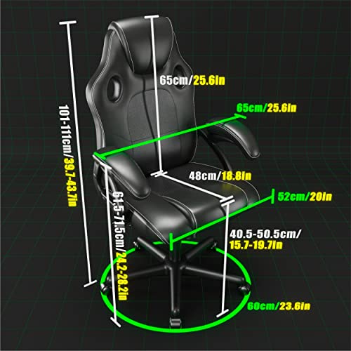 Chaise de Jeu Ergonomique Play Haha – Bureau et Ordinateur (Noir)