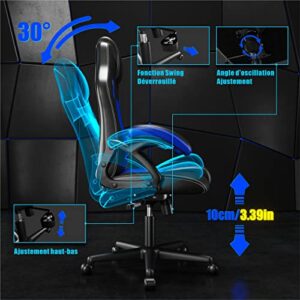 Chaise de Jeu Ergonomique Play Haha en Cuir Bleu – Chaise Bureau et Ordinateur