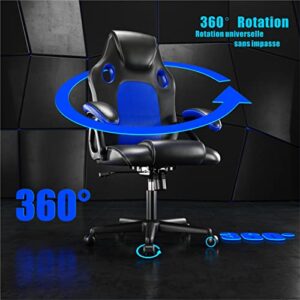 Chaise de Jeu Ergonomique Play Haha en Cuir Bleu – Chaise Bureau et Ordinateur