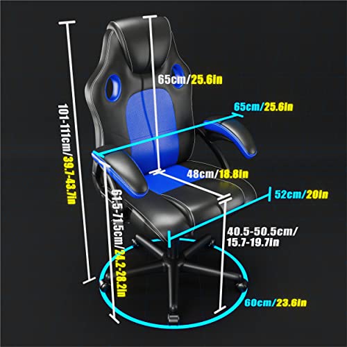 Chaise de Jeu Ergonomique Play Haha en Cuir Bleu – Chaise Bureau et Ordinateur