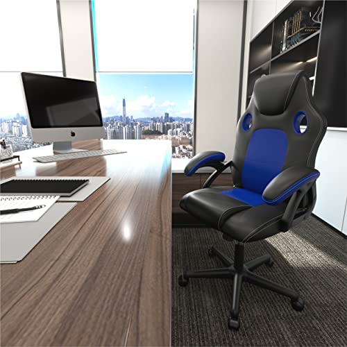 Chaise de Jeu Ergonomique Play Haha en Cuir Bleu – Chaise Bureau et Ordinateur