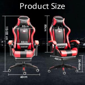 Chaise de Jeu Ergonomique Réglable 360° avec Accoudoirs et Coussins Confortables