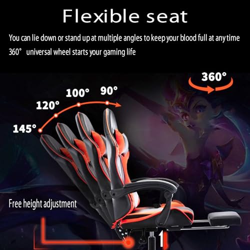 Chaise de Jeu Ergonomique Réglable 360° avec Accoudoirs et Coussins Confortables