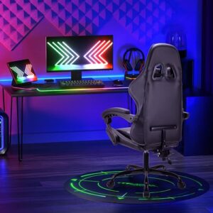 Chaise de Jeu Ergonomique T-THREE en Cuir avec Appui-Tête et Soutien Lombaire