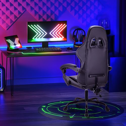 Chaise de Jeu Ergonomique T-THREE en Cuir avec Appui-Tête et Soutien Lombaire