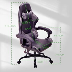 Chaise de Jeu Ergonomique T-THREE en Cuir avec Appui-Tête et Soutien Lombaire