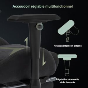 Chaise de Jeu STARUZI Ergonomique avec Repose-Pieds et Accoudoirs Réglables