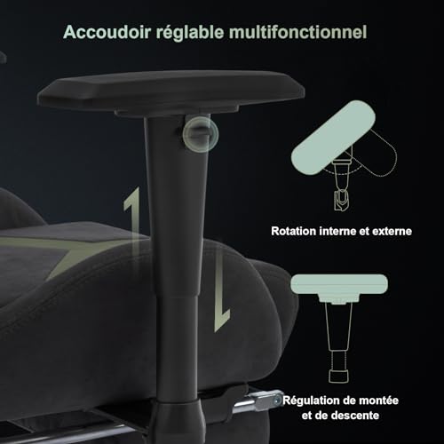 Chaise de Jeu STARUZI Ergonomique avec Repose-Pieds et Accoudoirs Réglables