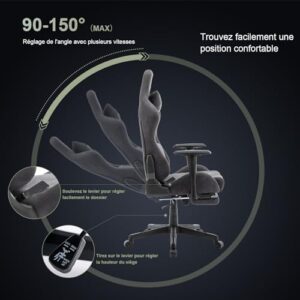 Chaise de Jeu STARUZI Ergonomique avec Repose-Pieds et Accoudoirs Réglables