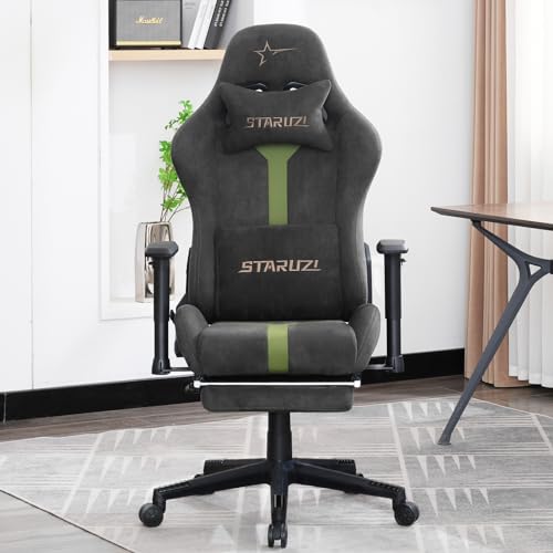 Chaise de Jeu STARUZI Ergonomique avec Repose-Pieds et Accoudoirs Réglables