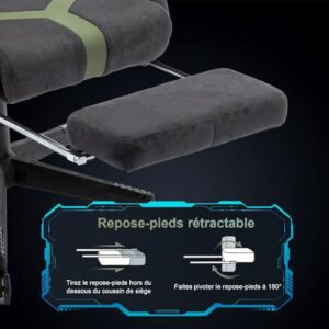 Chaise de Jeu STARUZI Ergonomique avec Repose-Pieds et Accoudoirs Réglables
