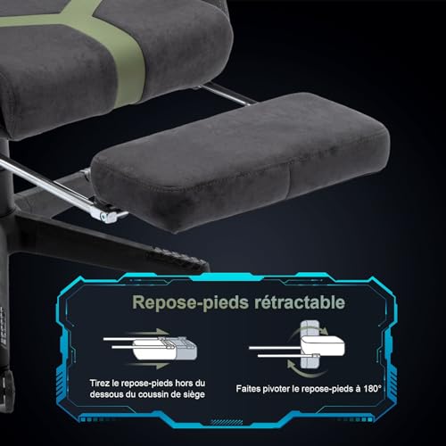 Chaise de Jeu STARUZI Ergonomique avec Repose-Pieds et Accoudoirs Réglables