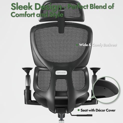 Chaise de bureau ergonomique LarkLeaves avec accoudoirs 4D et soutien lombaire
