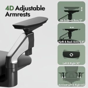 Chaise de bureau ergonomique LarkLeaves avec accoudoirs 4D et soutien lombaire