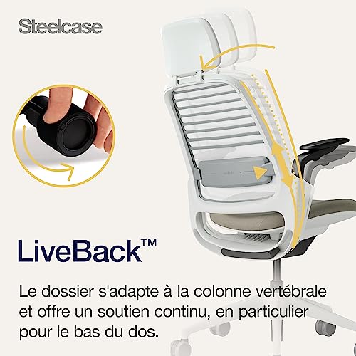Chaise de bureau ergonomique Steelcase Series 1 avec soutien lombaire et têtière réglable