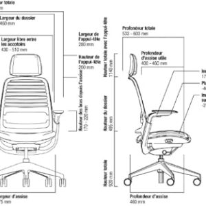 Chaise de bureau ergonomique Steelcase Series 1 avec soutien lombaire et têtière réglable