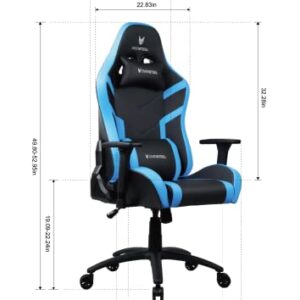 Chaise de gaming Oversteel DIAMOND bleu, simili cuir, accoudoirs 3D, 180° inclinable
