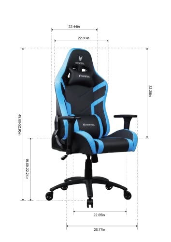 Chaise de gaming Oversteel DIAMOND bleu, simili cuir, accoudoirs 3D, 180° inclinable