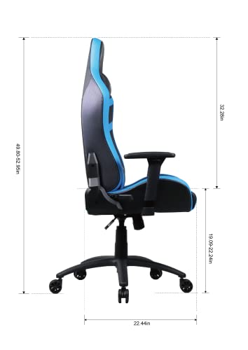 Chaise de gaming Oversteel DIAMOND bleu, simili cuir, accoudoirs 3D, 180° inclinable