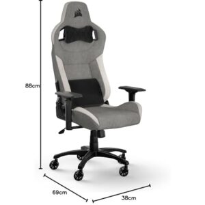 Chaise de jeu Corsair T3 Rush, acier allié gris et blanc