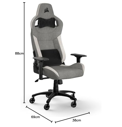 Chaise de jeu Corsair T3 Rush, acier allié gris et blanc